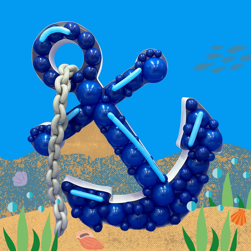 anchor balloon mosaic nikoloon frame birthday decoration sea creatures under the water
