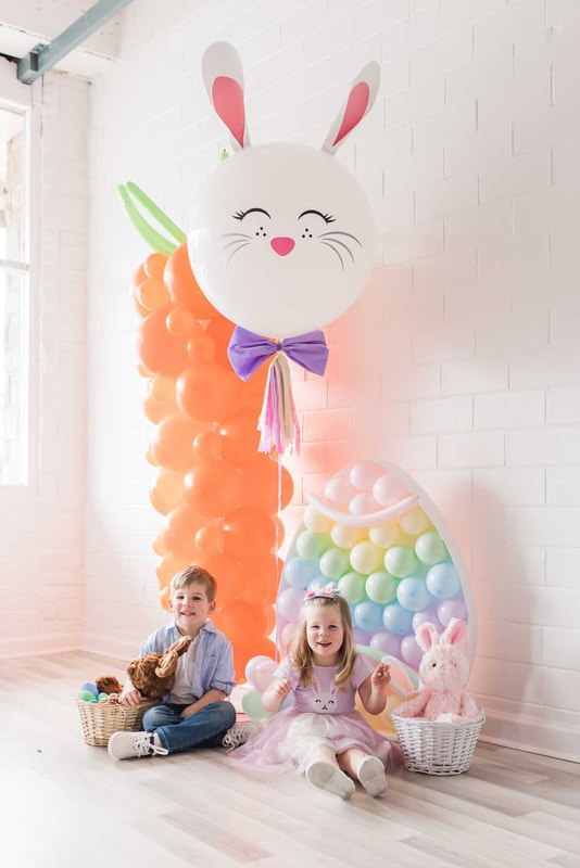 easter holiday balloon mosaic decoration nikoloon frame egg bunny kids carrot mom and baby