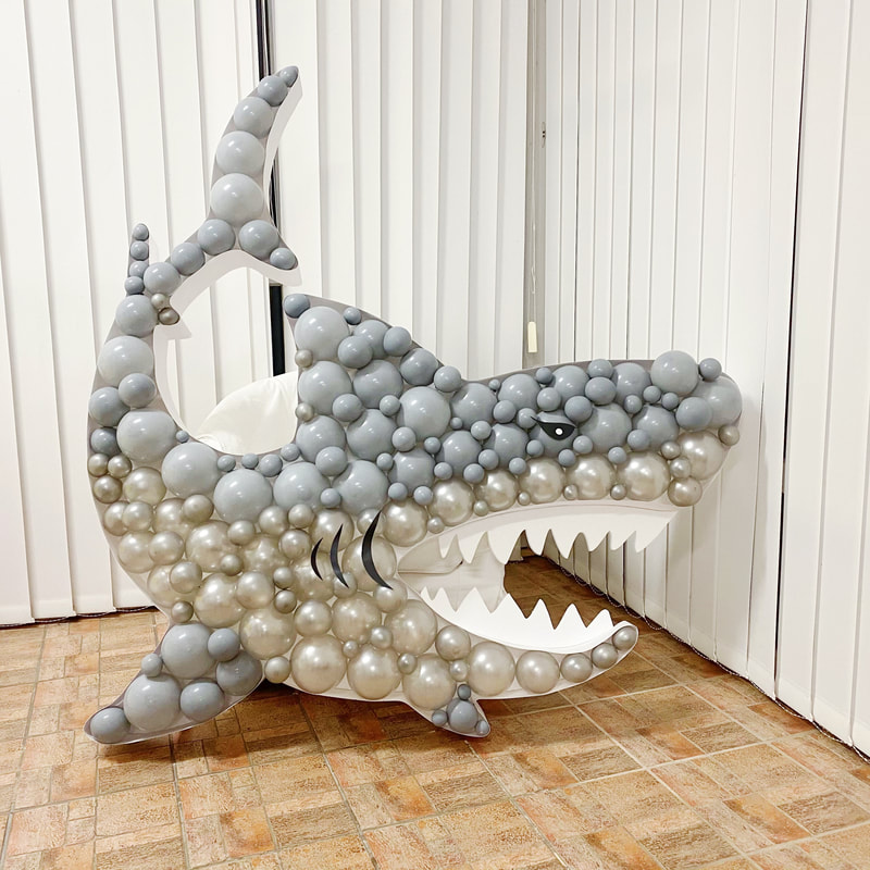 shark balloon mosaic nikoloon frame birthday decoration sea creatures under the water